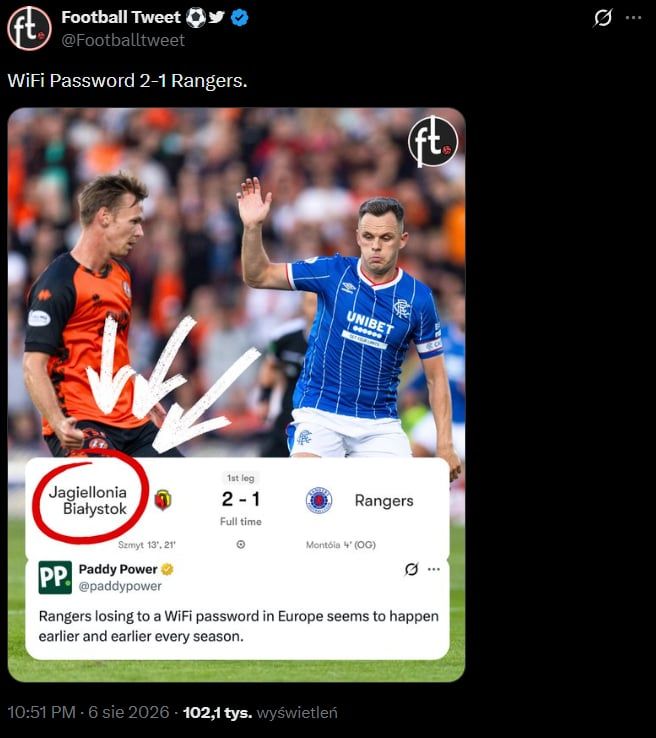 Tak za granicą NAZWALI Jagiellonię, która POKONAŁA Rangersów...