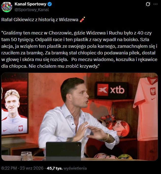 ANEGDOTKA Rafała Gikiewicza o RZUCIE PLASTIKIEM z racy w... O.o