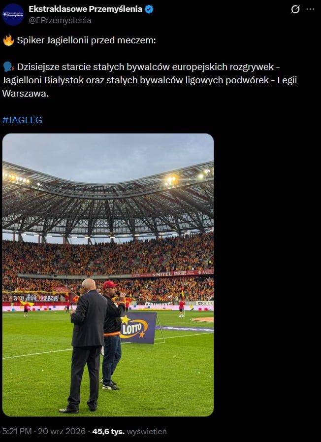 Tak SPIKER Jagiellonii zapowiedział wczorajszy mecz z Legią xD