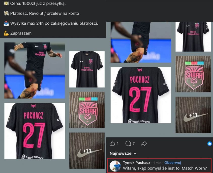 HIT! Gość chce SPRZEDAĆ ''MATCH-WORN'' Tymoteusza Puchacza, a ten... ODPOWIADA xD