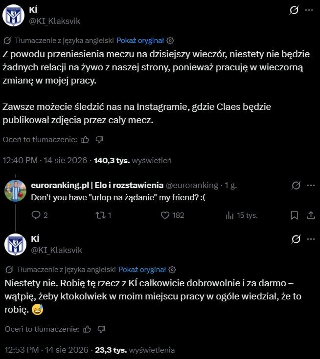 HIT! Oto powód przez który NIE BĘDZIE REALACJI z meczu na profilu Klaksvik xD