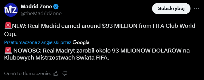 HIT! Tyle Real Madryt ZAROBIŁ za udział w KMŚ!