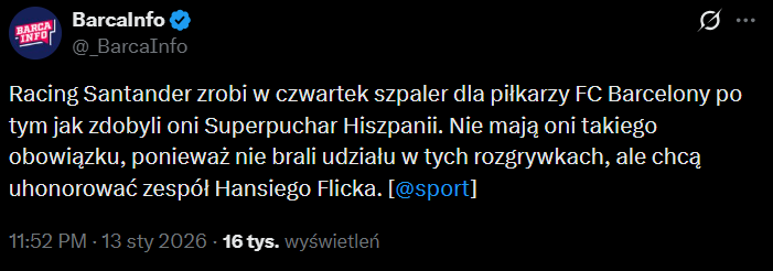 Oto jaki GEST wykonają piłkarze Racingu Santander wobec graczy Barcelony!