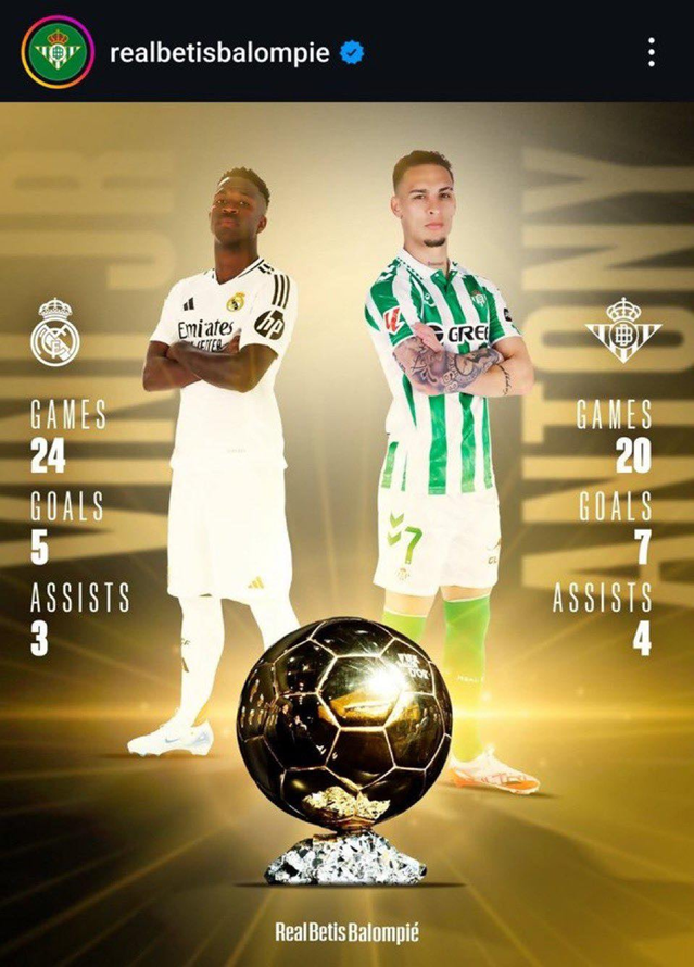 Tak profil Realu Betis PORÓWNUJE Viniciusa do Antony'ego XD