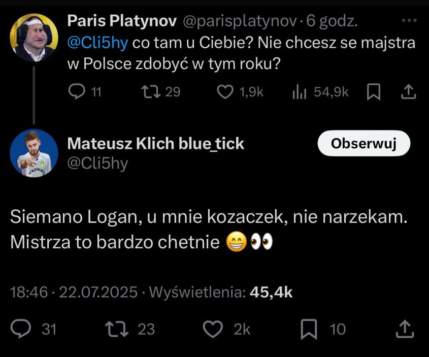 Mateusz Klich ODPOWIADA na tweeta Parisa Platynova xD