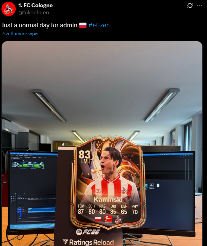 W takich warunkach ''PRACUJE'' admin angielskiego konta FC Koln xD