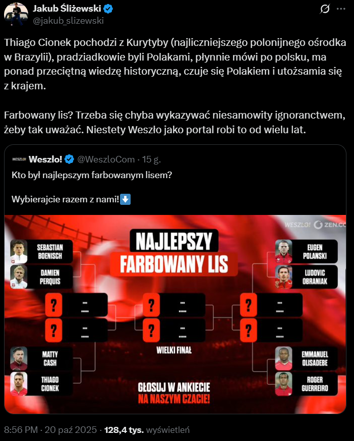 ''KONTROWERSJE'' przy wyborze dawnego kadrowicza do grona ''FARBOWANYCH LISÓW''