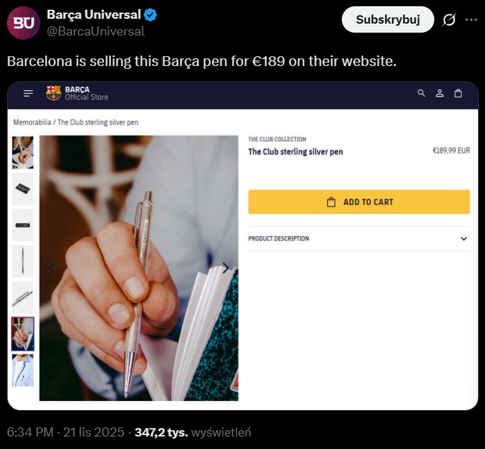 HIT! Tyle kosztuje DŁUGOPIS w sklepie Barcelony xD