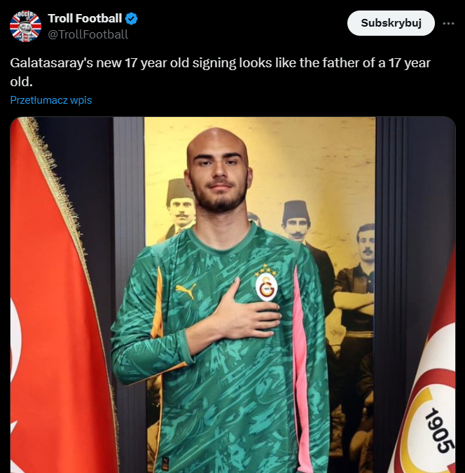 Tak wygląda nowy, 17-LETNI BRAMKARZ Galatasaray :V
