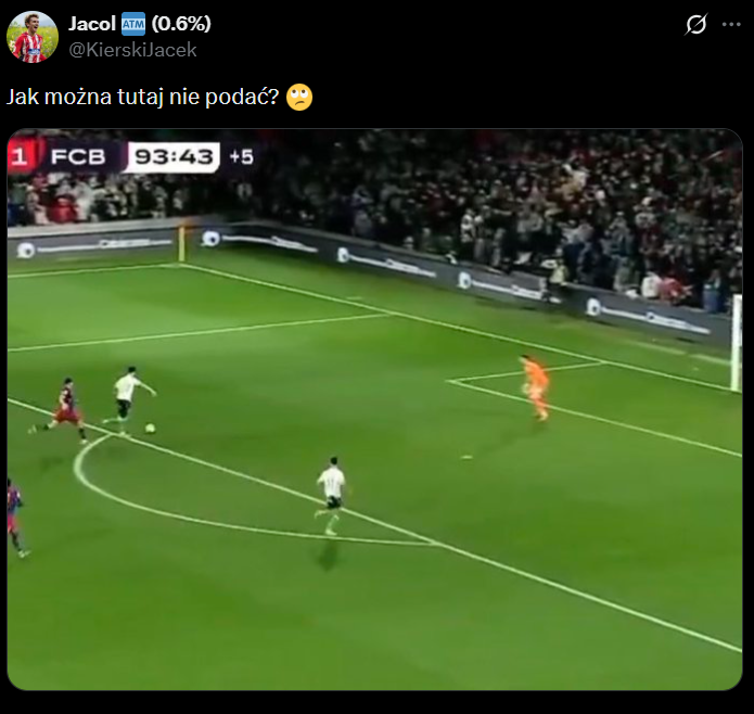 W TEJ SYTUACJI z 94 minuty na remis napastnik Racingu NIE PODAŁ...