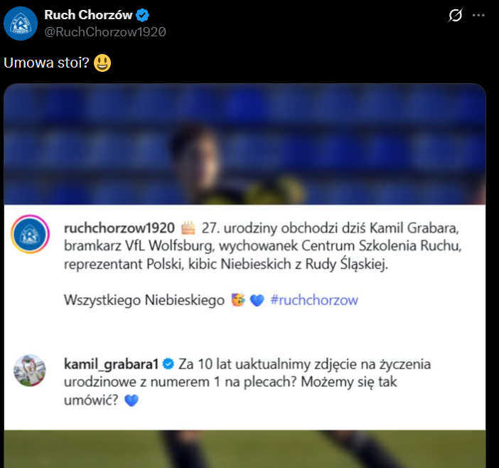 ODPOWIEDŹ Kamila Grabary na URODZINOWE ŻYCZENIA od Ruchu Chorzów :D