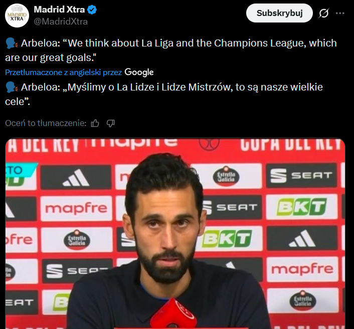 CELE Realu Madryt na ten sezon według Alvaro Arbeloi xD
