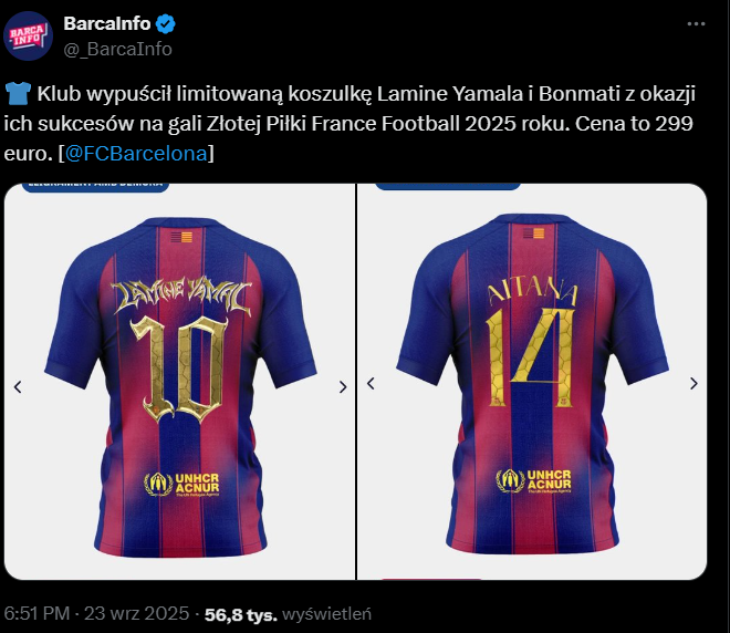 Oto CENA okolicznościowych koszulek wypuszczonych przez Barcelonę!