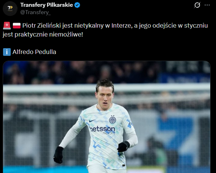 HIT! Taka aktualnie jest POZYCJA Piotra Zielińskiego w Interze!