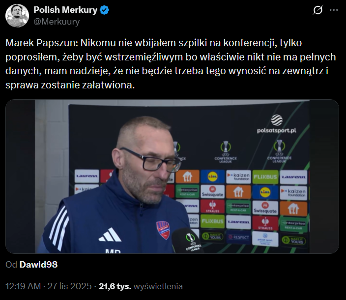 HIT! Oto co Marek Papszun powiedział już PO KONFERENCJI! xD