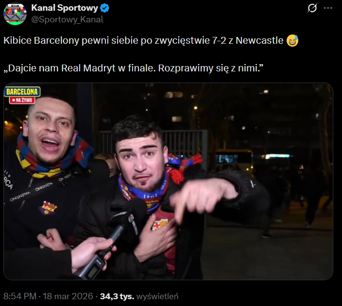 SŁOWA kibiców Barcelony po meczu z Newcastle xD