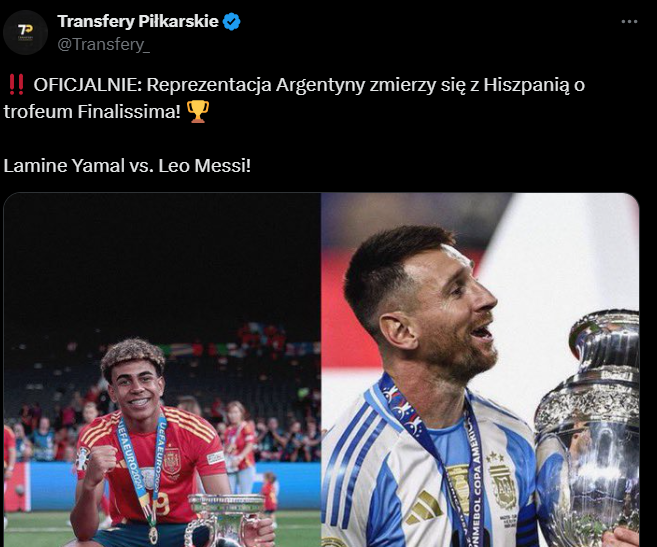 PILNE! Wiadomo kto zmierzy się o trofeum Finalissima!