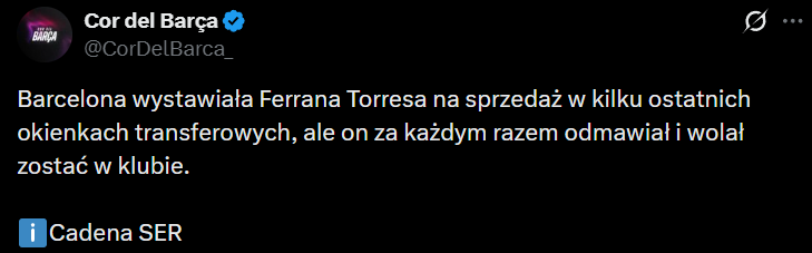 Dlatego Ferran Torres cały czas GRA W BARCELONIE xD