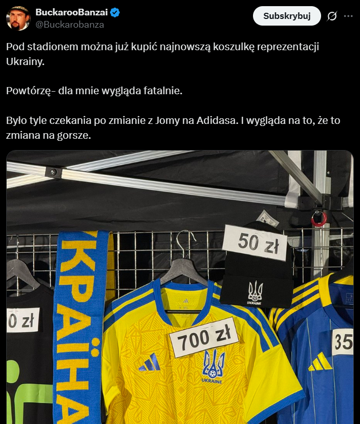 HIT! Tyle KOSZTOWAŁY KOSZULKI reprezentacji Ukrainy, które można było kupić pod stadionem Legii!