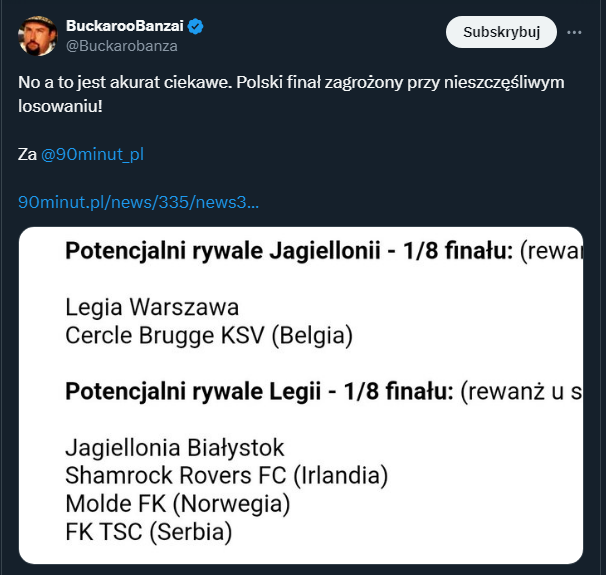 NA TE KLUBY może trafić Legia i Jagiellonia w 1/8 Ligi Konferencji!