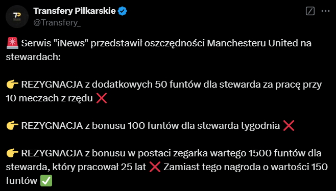 HIT! Takie OSZCZĘDNOŚCI wprowadził Manchester United!