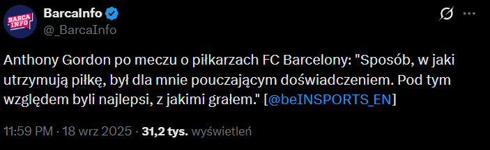 SŁOWA Anthony'ego Gordona nt. Barcelony po meczu z LM!