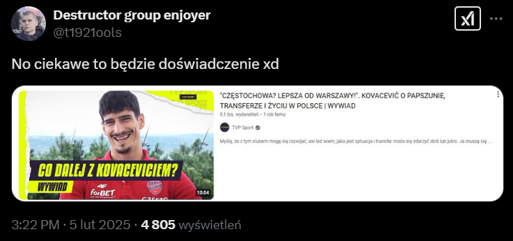 Tytuł WYWIADU Kovacevicia sprzed ponad roku xD