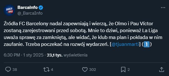 Zaskakujący optymizm Barcelony ws. Daniego Olmo... xD