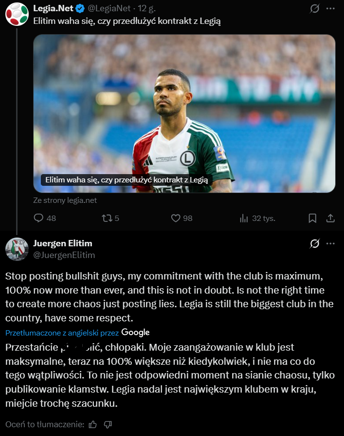 OSTRA ODPOWIEDŹ Jurgena Elitima na sugestie o WAHANIU przy przedłużeniu umowy!