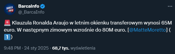 Zaskakująco NISKA KLAUZULA wykupu Ronalda Araujo!