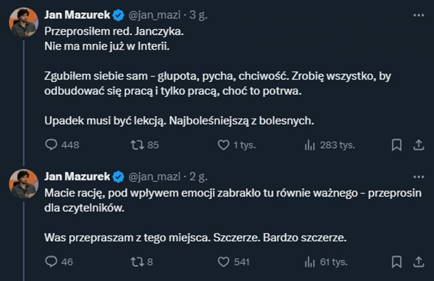 Dziennikarz przeprasza i przyznaje, że wyleciał z pracy!