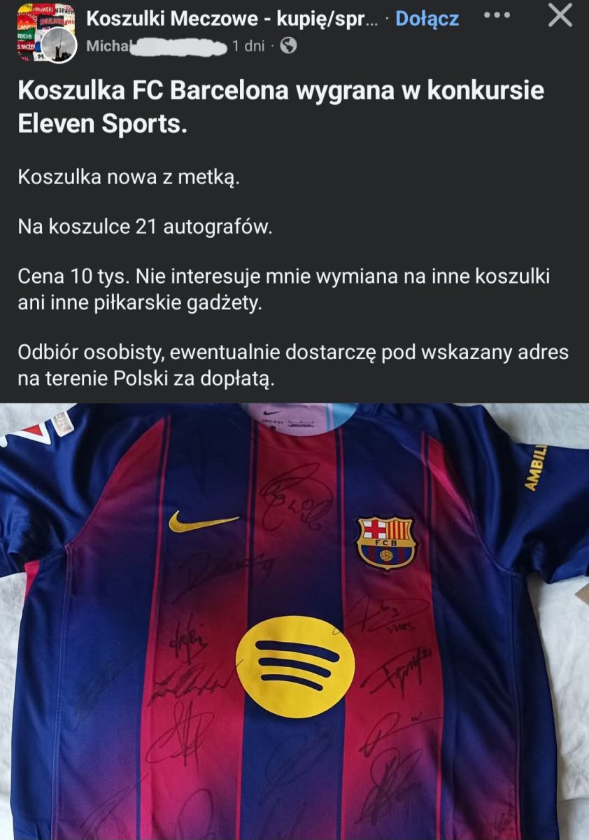 Za tyle $ kibic SPRZEDAJE koszulkę Barcy wygraną w konkursie! I ludzie mają problem, że to robi...