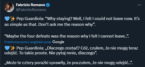 Pep Guardiola o tym, dlaczego został w Manchesterze City!