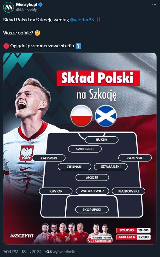 Tomasz Włodarczyk podał SKŁAD POLSKI na mecz ze Szkocją!