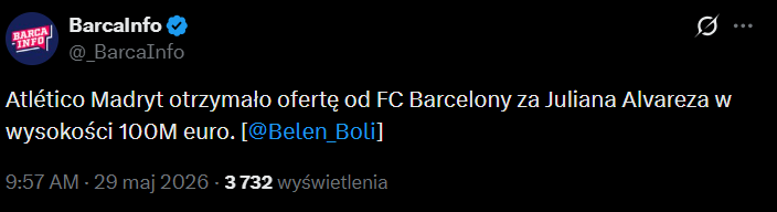 Tyle Barca ZAOFEROWAŁA za Juliana Alvareza!