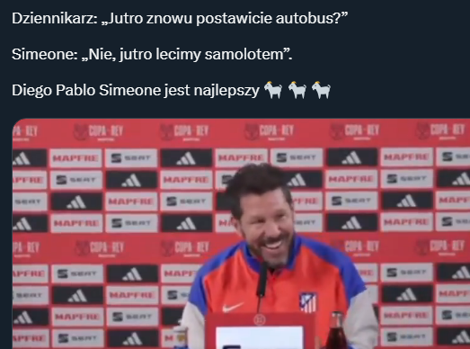 ODPOWIEDŹ Simeone na pytanie dziennikarza, czy postawią autobus z Barceloną... xD