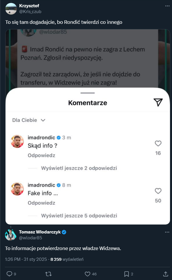 KOMENTARZ piłkarza Widzewa pod postem ''Meczyków'' na IG XD