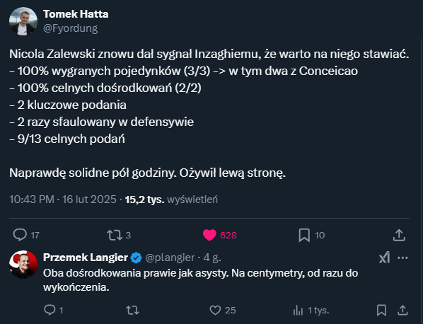 TAK GRAŁ Zalewski po wejściu z ławki z Juventusem!