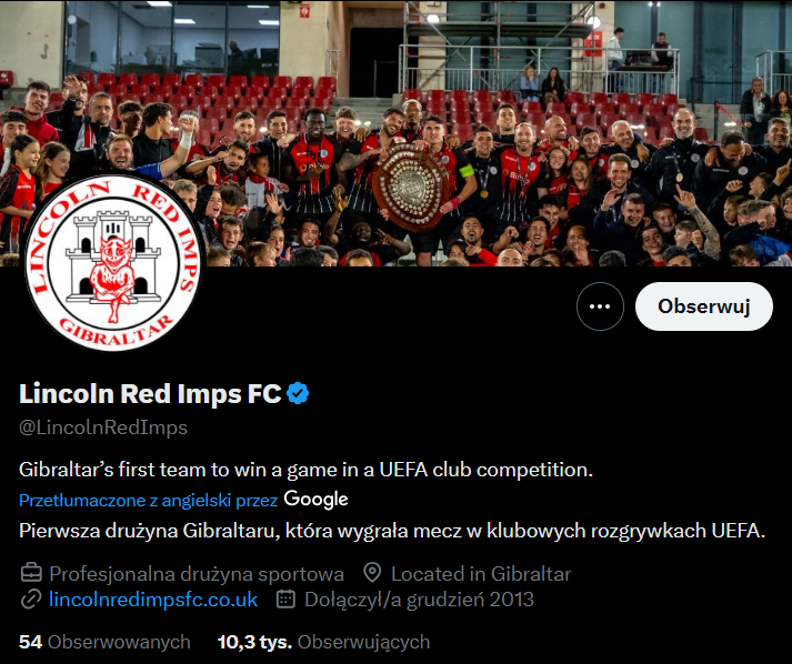 HIT! Lincoln FC po WYGRANIU Z LECHEM zmienili OPIS SWOJEGO PROFILU na... xD