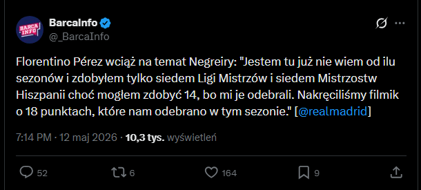 ABSDURDALNE słowa Florentino Pereza! Tyle punktów odebrali Realowi w tym sezonie... xD