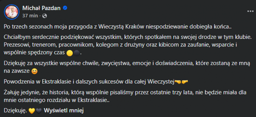 Pazdan niedawno cieszył się z awansu do Ekstraklasy, a teraz taka wiadomość...