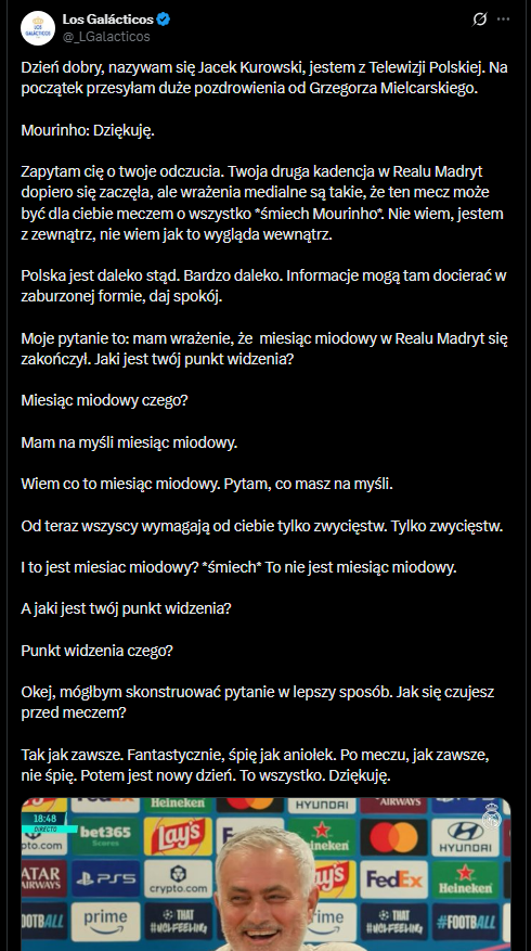 Jose Mourinho WYŚMIAŁ polskiego dziennikarza na konferencji!