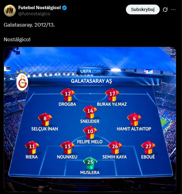 PAMIĘTNA XI Galatasaray z sezonu 2012/13!