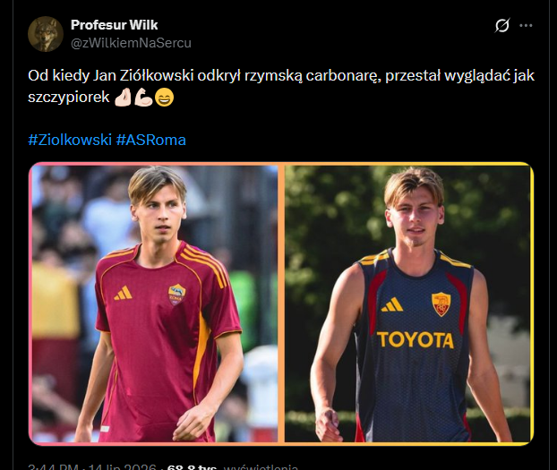 Forma fizyczna Jana Ziółkowskiego po roku w AS Romie