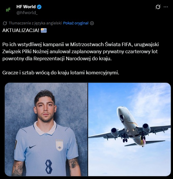 Tak ''Urugwajski Związek Piłki Nożnej'' potraktował piłkarzy...