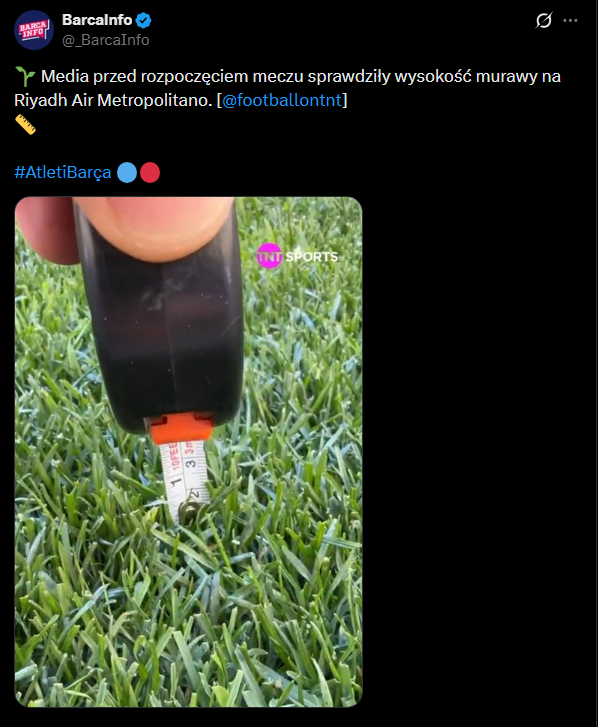 Media sprawdziły wysokość murawy przed dzisiejszym meczem Atletico - Barcelona :D