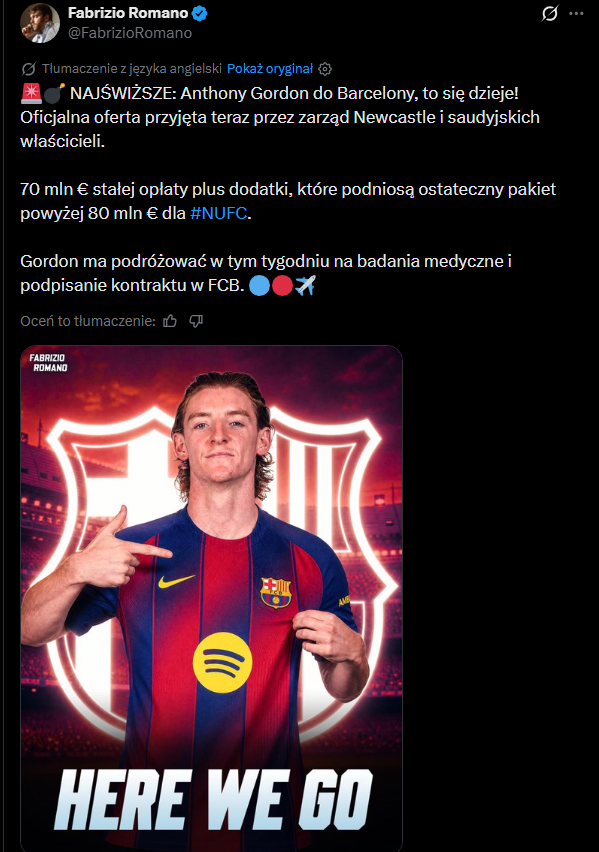 HERE WE GO! Barcelona kupiła zawodnika za 80 mln euro!