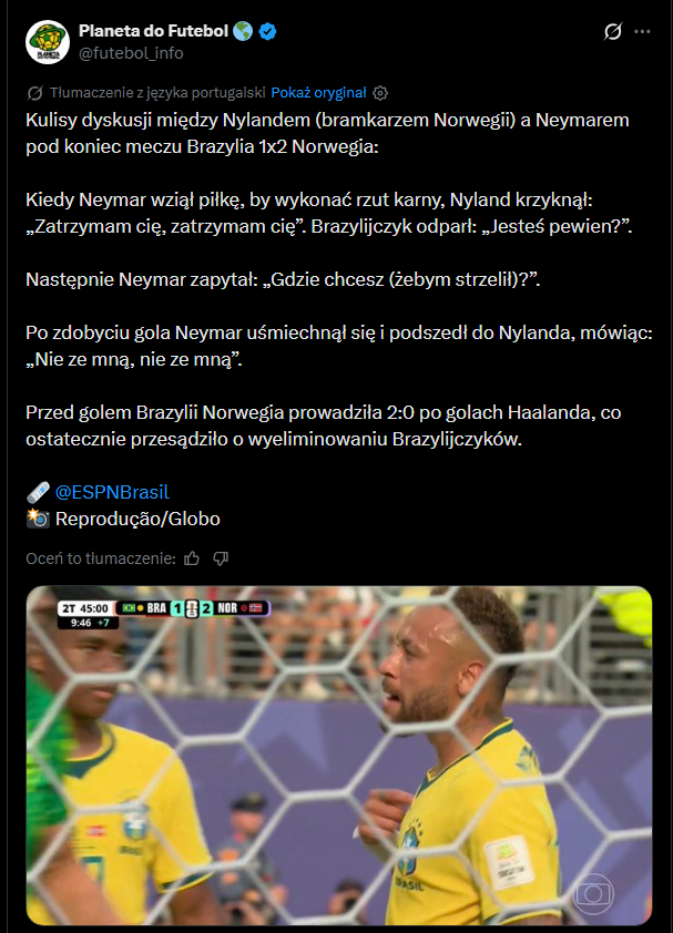 ESPN ujawnia, co mówił Neymar do bramkarza przy rzucie karnym!