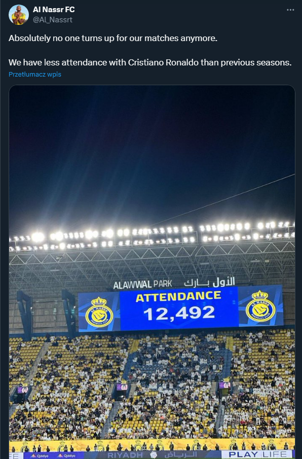 FATALNA frekwencja na stadionie Al-Nassr...