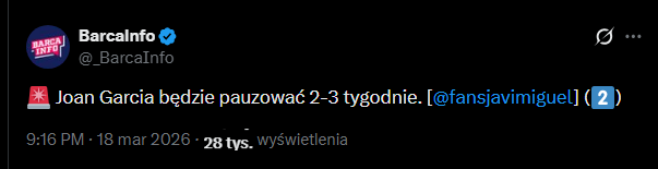 TYLE ma PAUZOWAĆ Joan Garcia z powodu urazu!